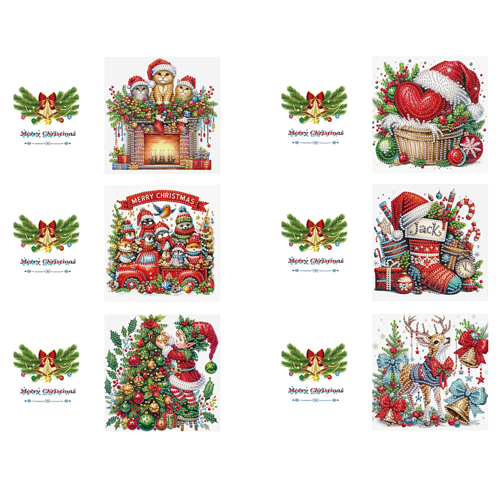 6Pcs DIY Diamond Painting Greeting Card - Christmas