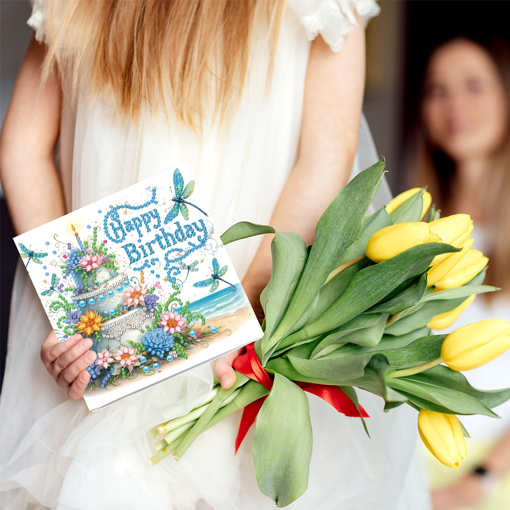 6Pcs DIY Diamond Painting Greeting Card - Birthday
