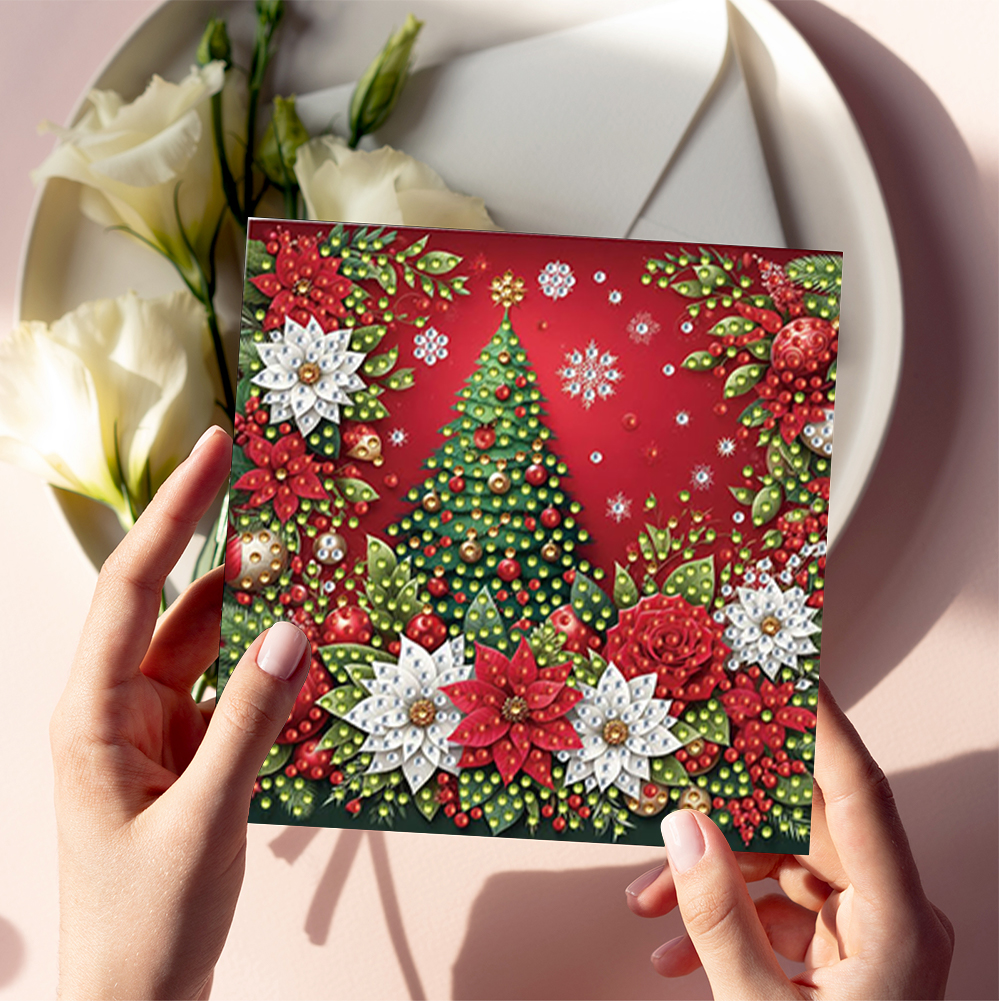 6Pcs DIY Diamond Painting Greeting Card - Christmas Tree