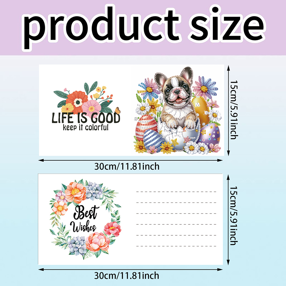 6Pcs DIY Diamond Painting Greeting Card - Easter Dogs