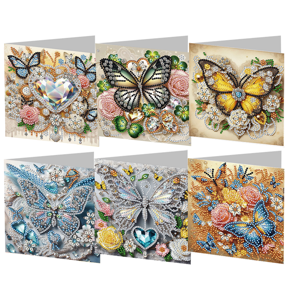 6Pcs DIY Diamond Painting Greeting Card - Butterfly