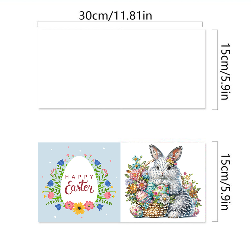 6Pcs DIY Diamond Painting Greeting Card - Easter Bunny Flower Basket