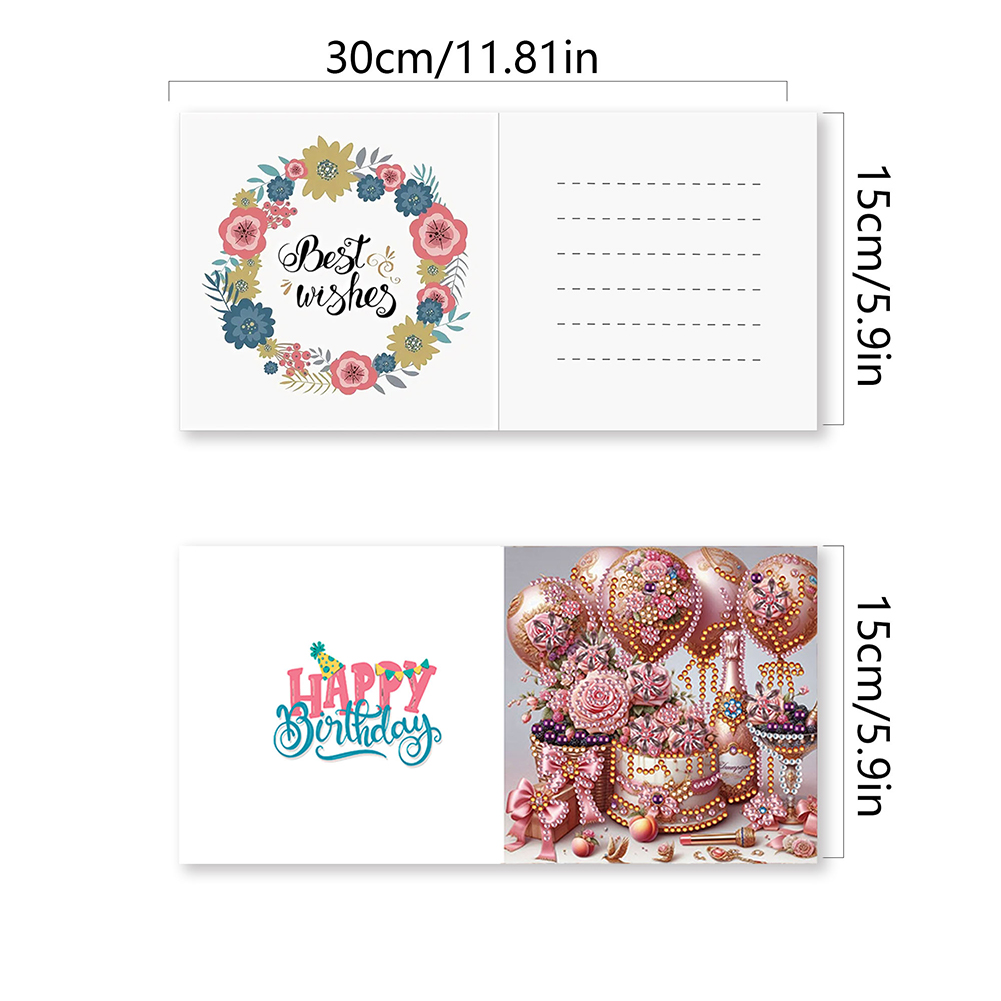 8Pcs DIY Diamond Painting Birthday Greeting Card - Birthday