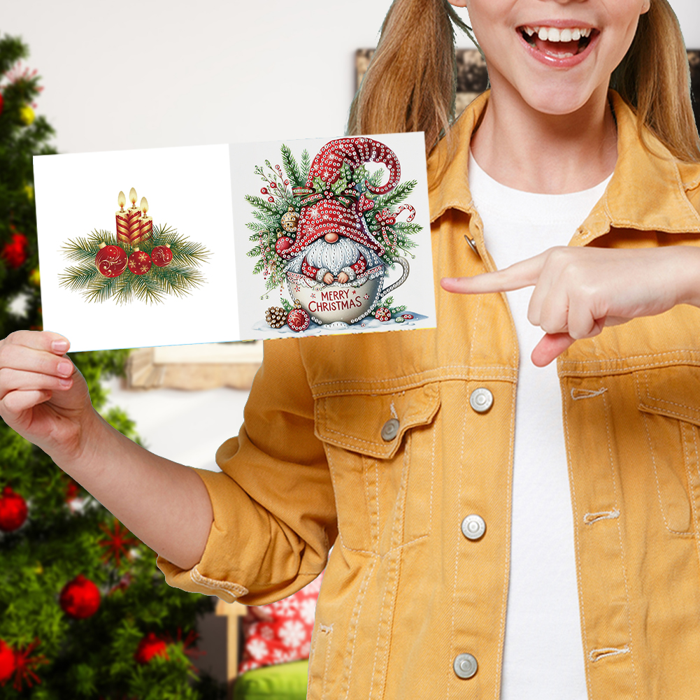 6Pcs DIY Diamond Painting Greeting Card - Christmas Gnome