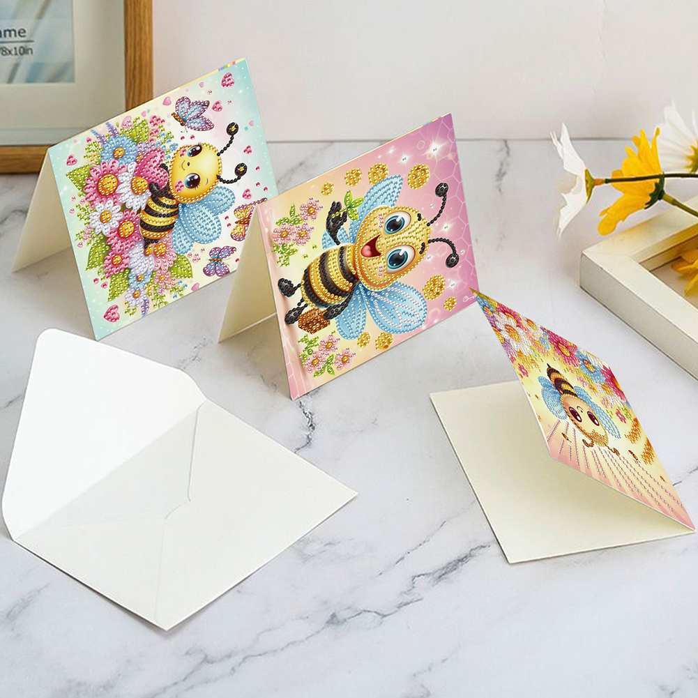 6Pcs DIY Diamond Painting Greeting Card - Bee Family