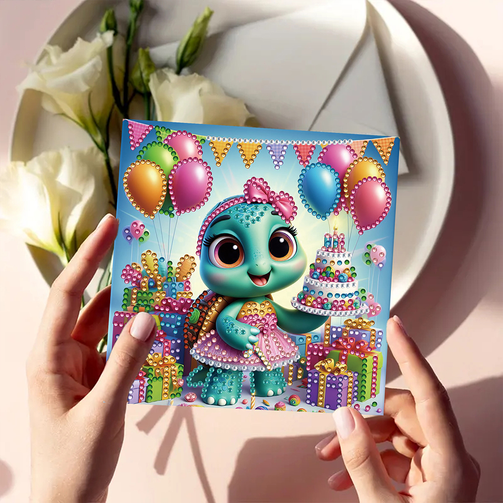 6Pcs DIY Diamond Painting Greeting Card - Animal Birthday