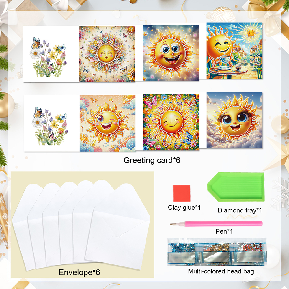 6Pcs DIY Diamond Painting Greeting Card - Sun Family