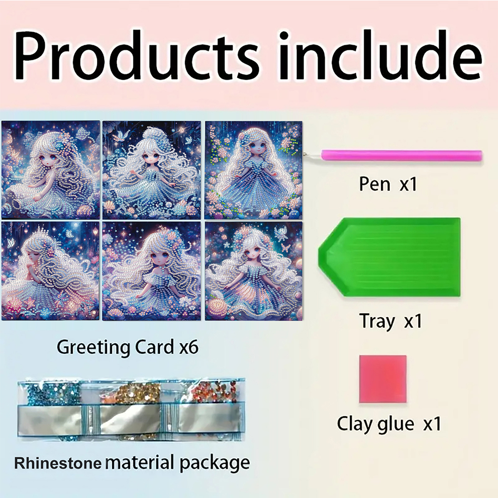 6Pcs DIY Diamond Painting Greeting Card - Rapunzel