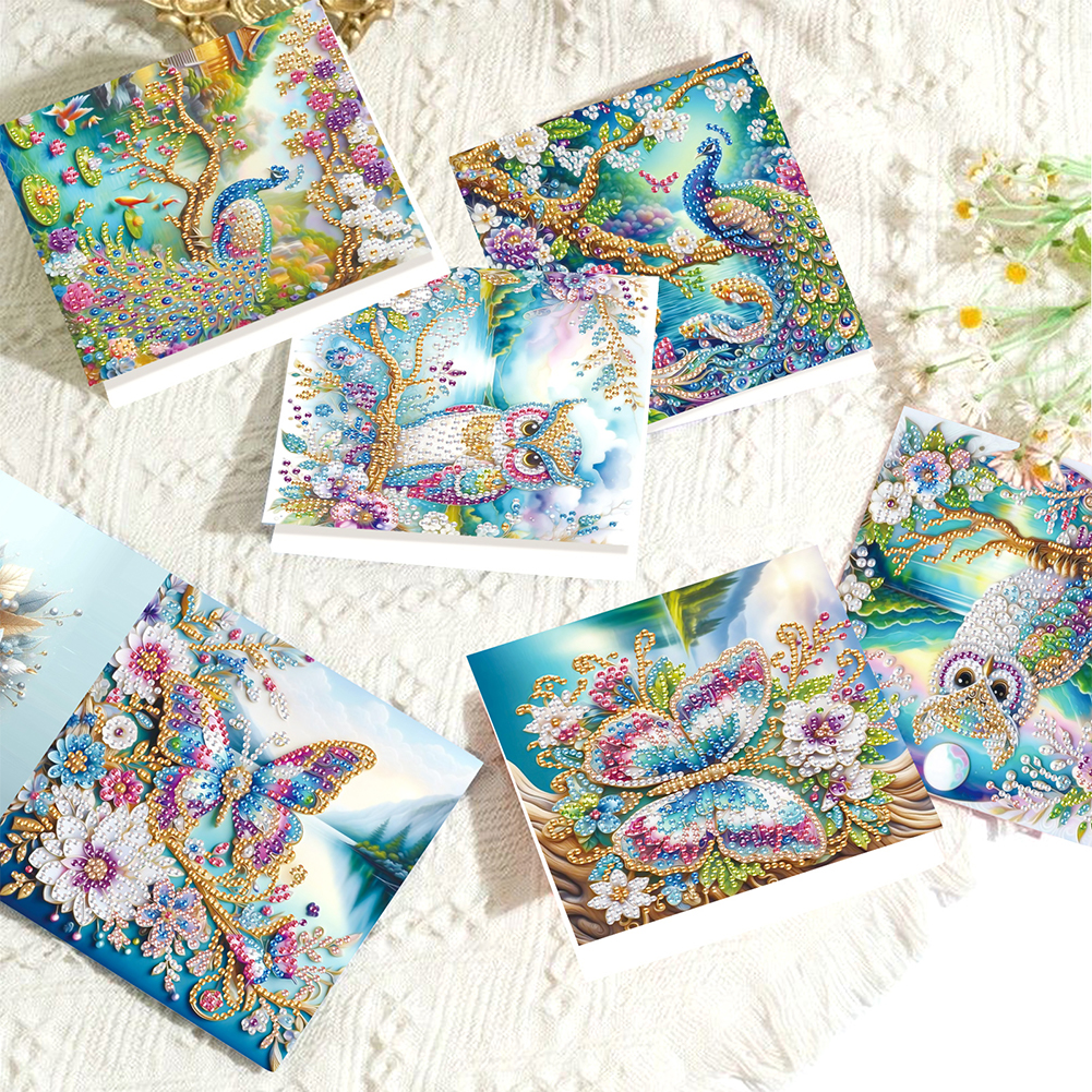 6Pcs DIY Diamond Painting Greeting Card - Owl Family