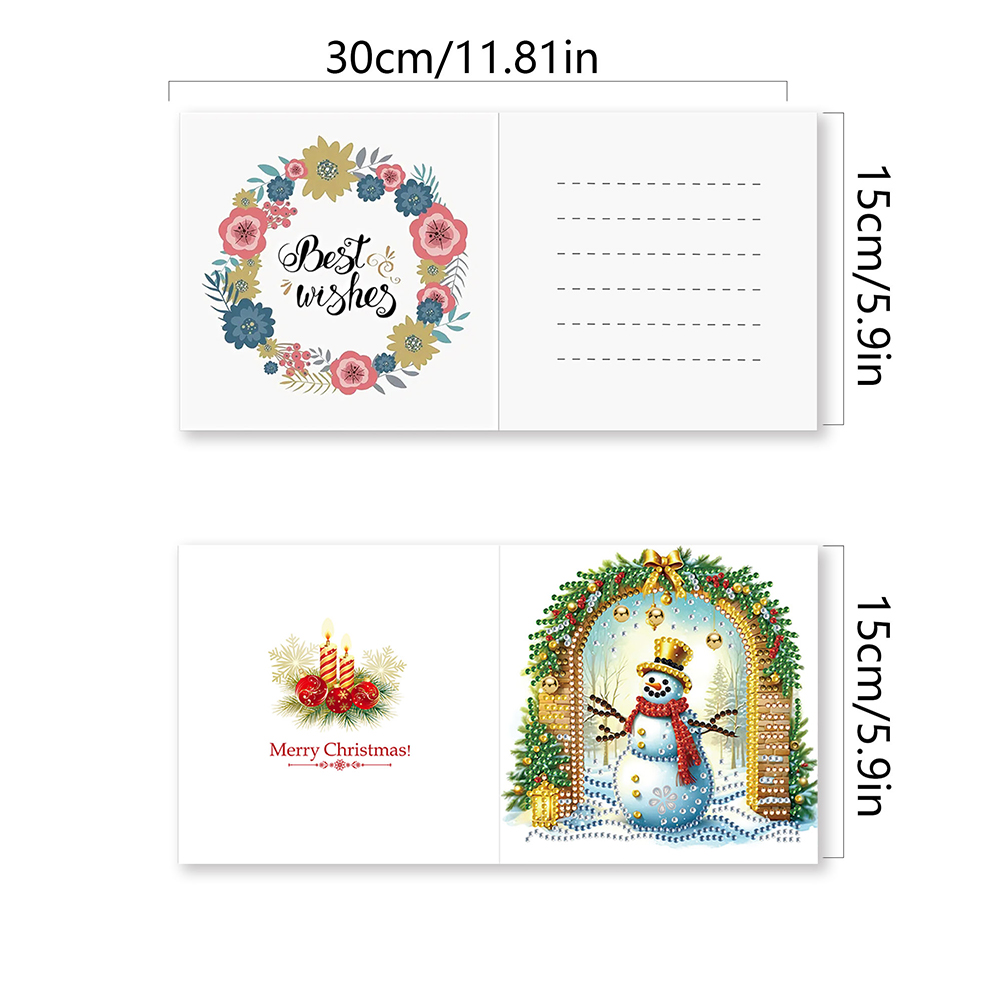 12Pcs DIY Diamond Painting Greeting Card - Christmas Snowman