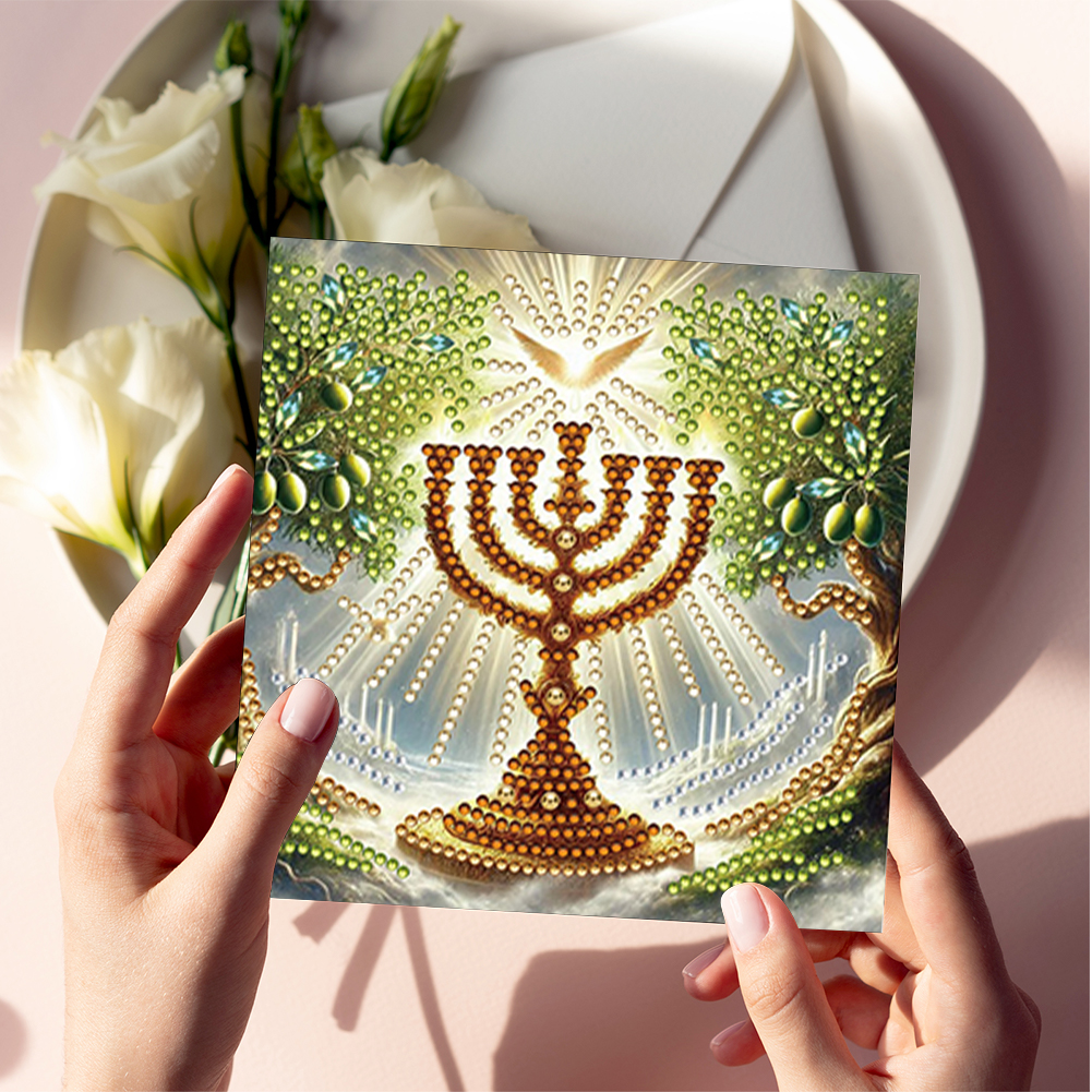 6Pcs DIY Diamond Painting Greeting Card - Hanukkah