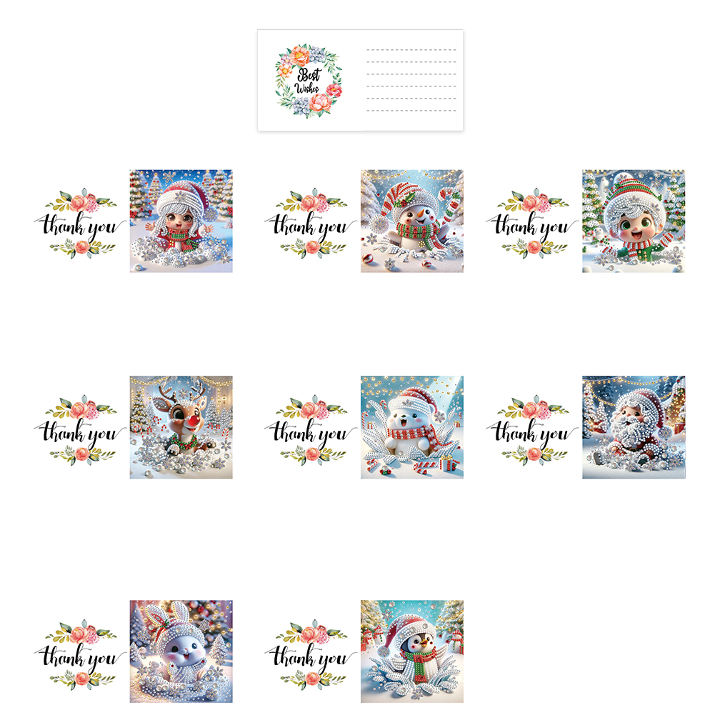 8Pcs DIY Diamond Painting Greeting Card - Christmas