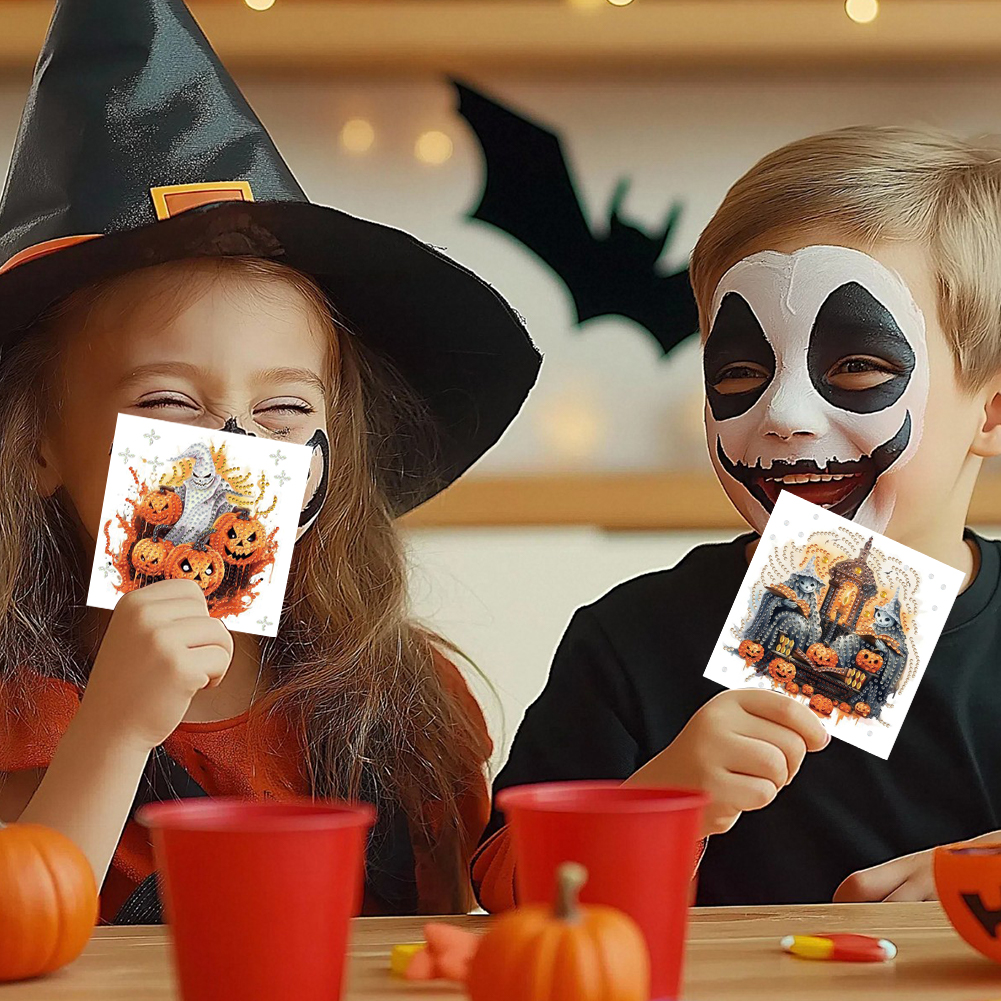 6Pcs DIY Diamond Painting Greeting Card - Halloween