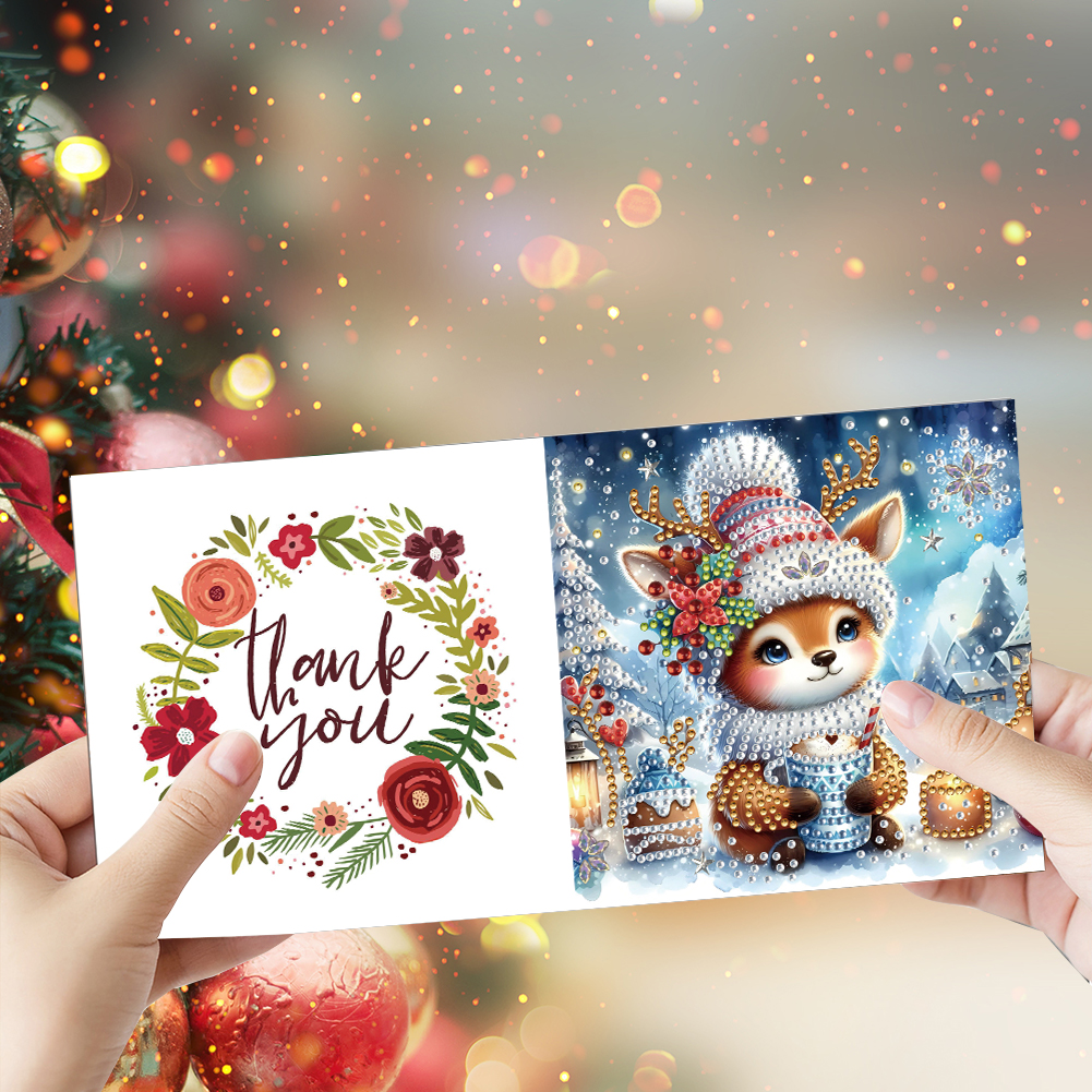 6Pcs DIY Diamond Painting Greeting Card - Christmas Winter Elk