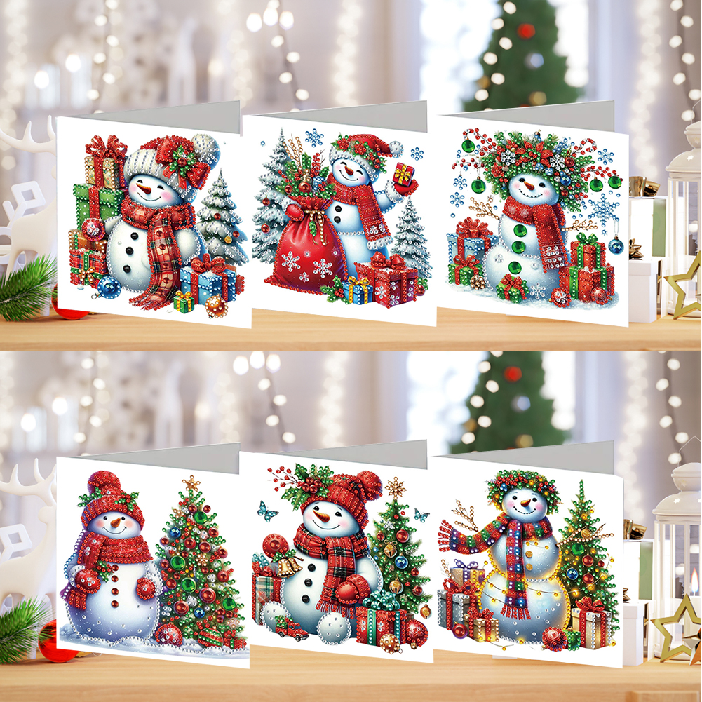 6Pcs DIY Diamond Painting Greeting Card - Xmas Snowman