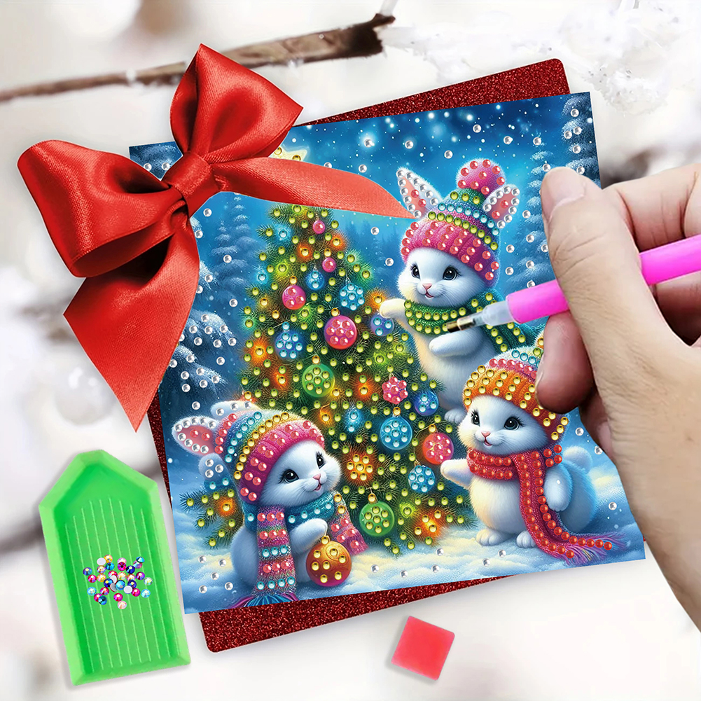 6Pcs DIY Diamond Painting Greeting Card - Xmas Animals
