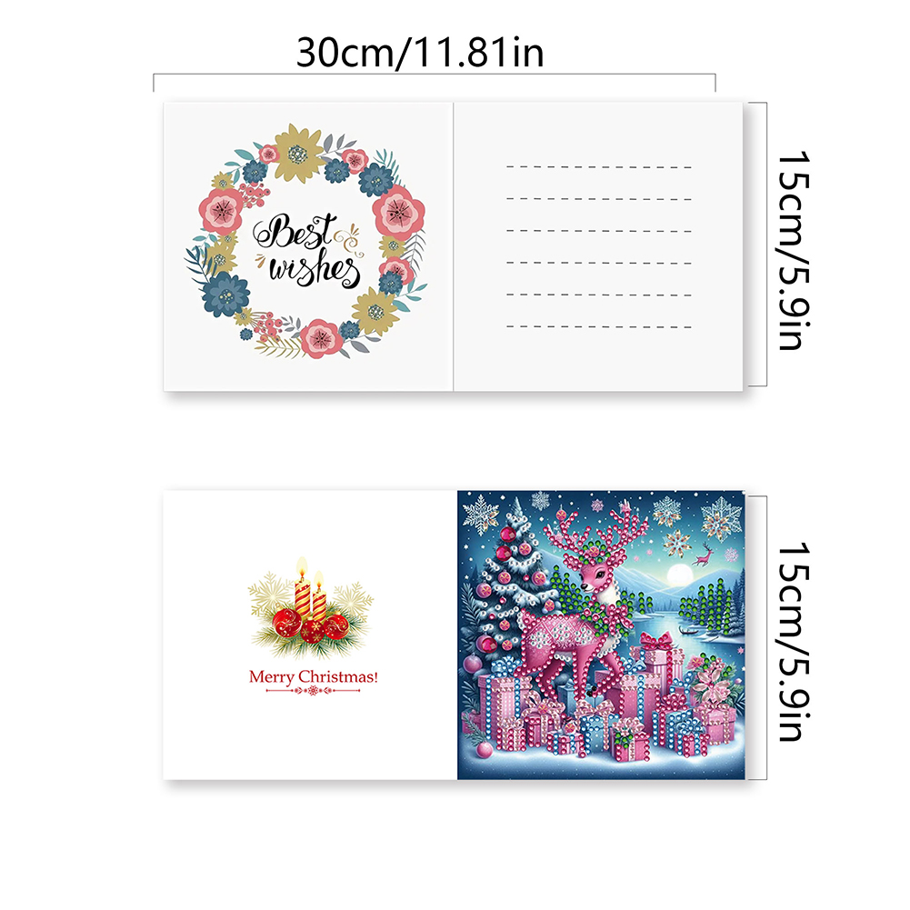 6Pcs DIY Diamond Painting Greeting Card - Winter Fawn