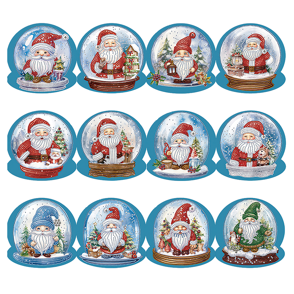(Limited Stock)12pcs DIY Diamond Painting Greeting Card - Santa Claus
