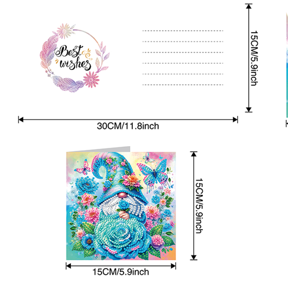 6Pcs DIY Diamond Painting Greeting Card - Gnome