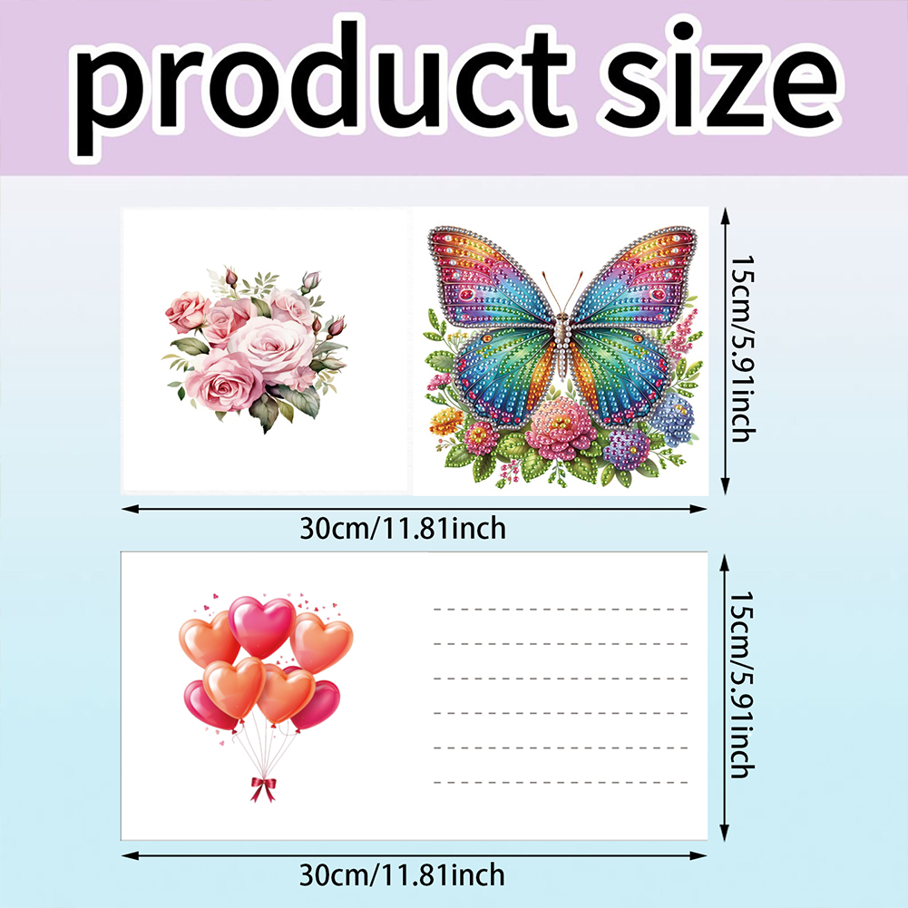 6Pcs DIY Diamond Painting Greeting Card - Owl Butterfly