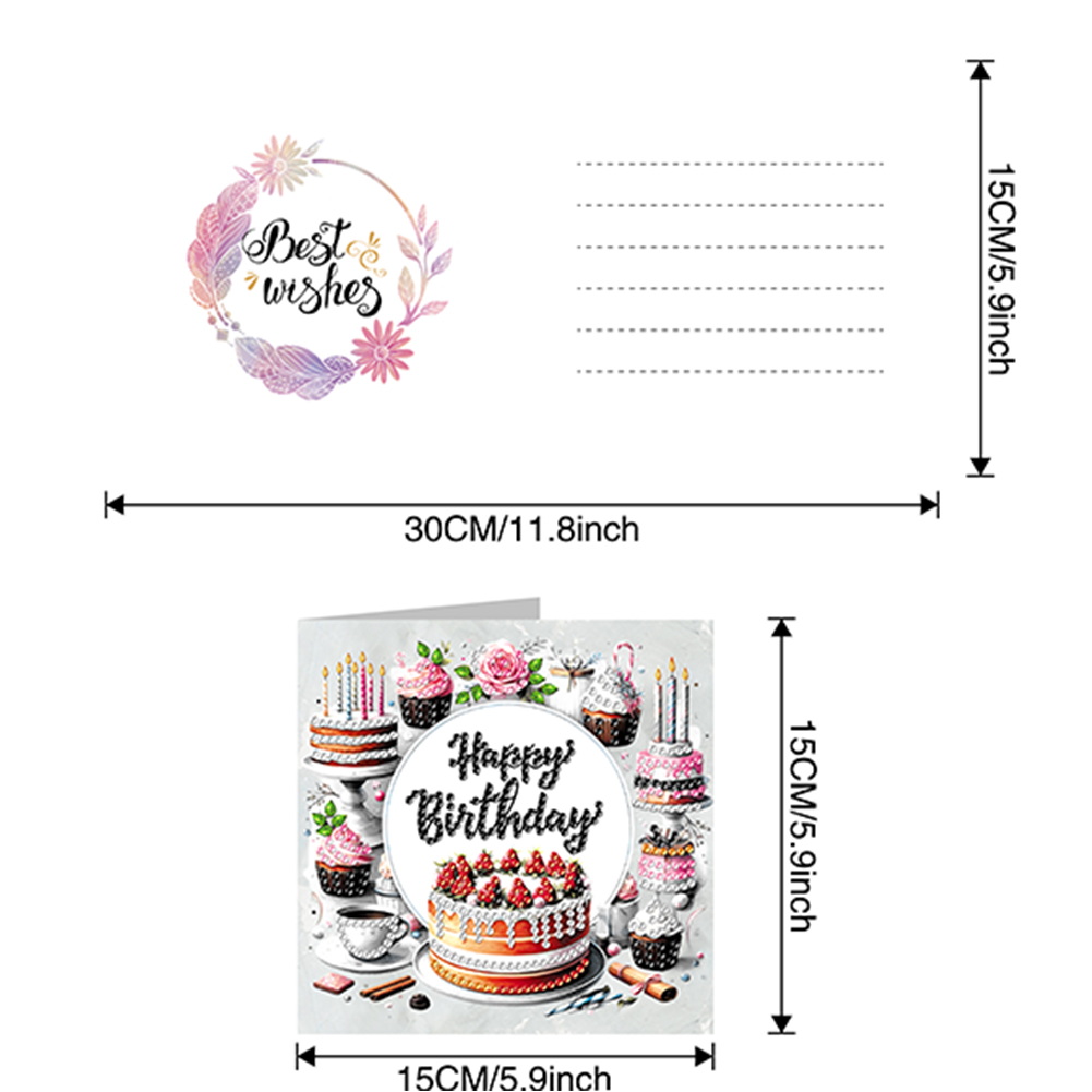 6Pcs DIY Diamond Painting Greeting Card - Birthday
