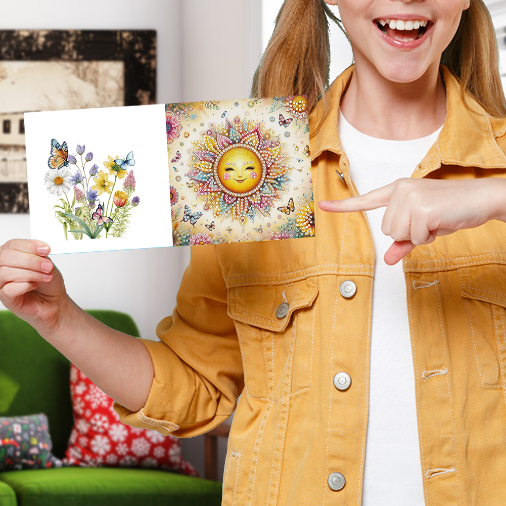 6Pcs DIY Diamond Painting Greeting Card - Sun Family
