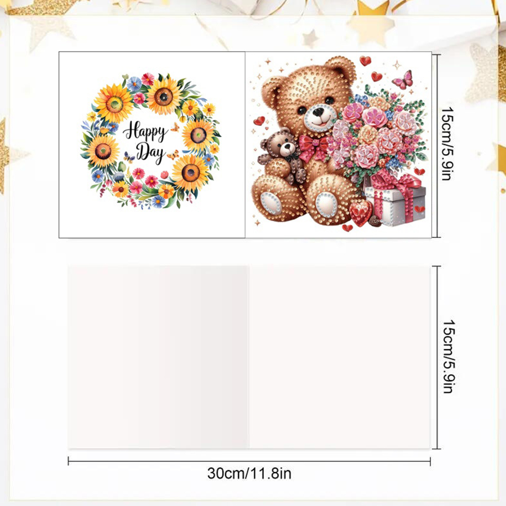 6Pcs DIY Diamond Painting Greeting Card - Bear