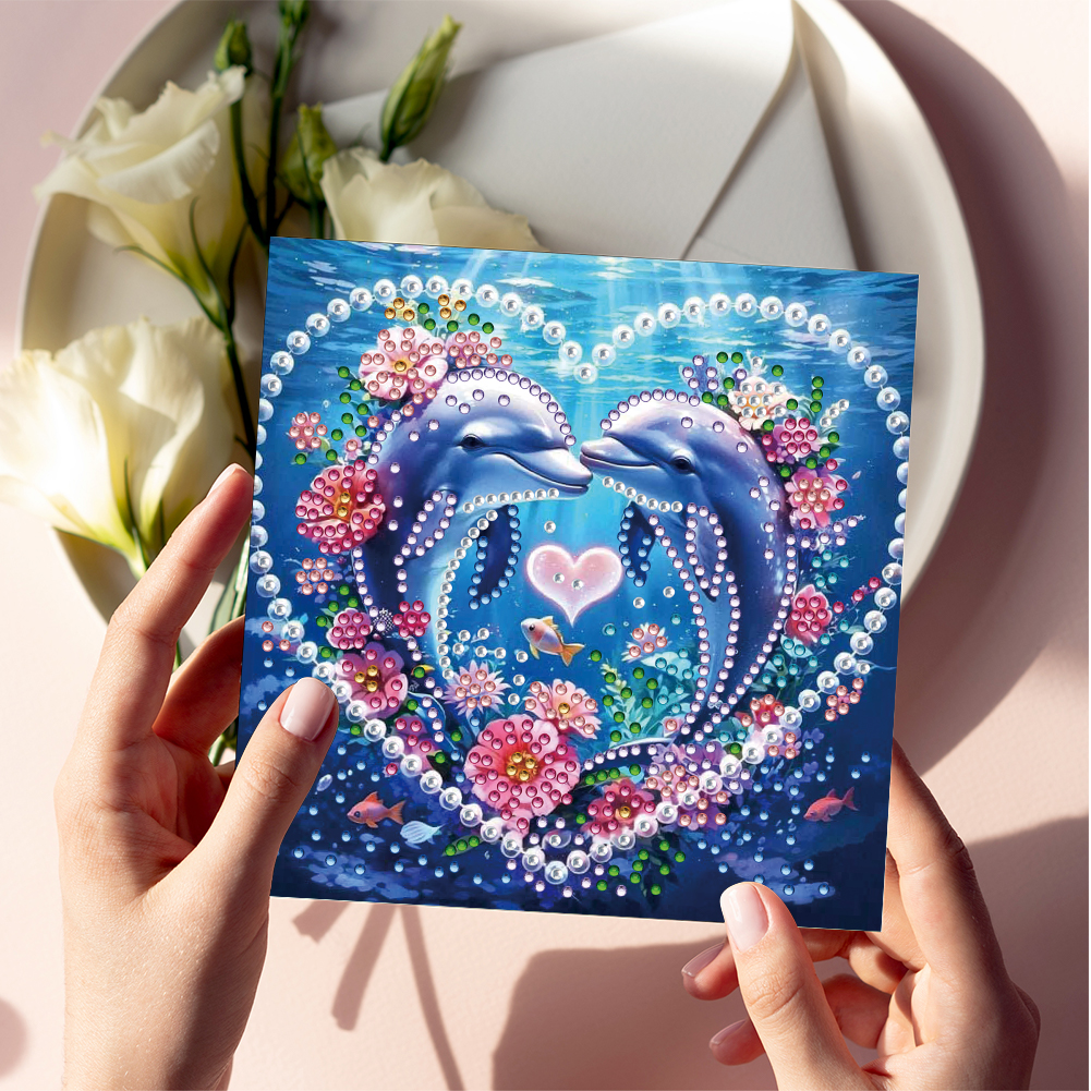 6Pcs DIY Diamond Painting Greeting Card - Whale
