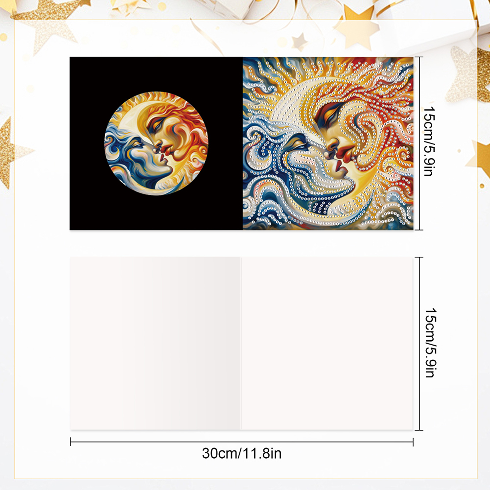 6Pcs DIY Diamond Painting Greeting Card - Sun Moon
