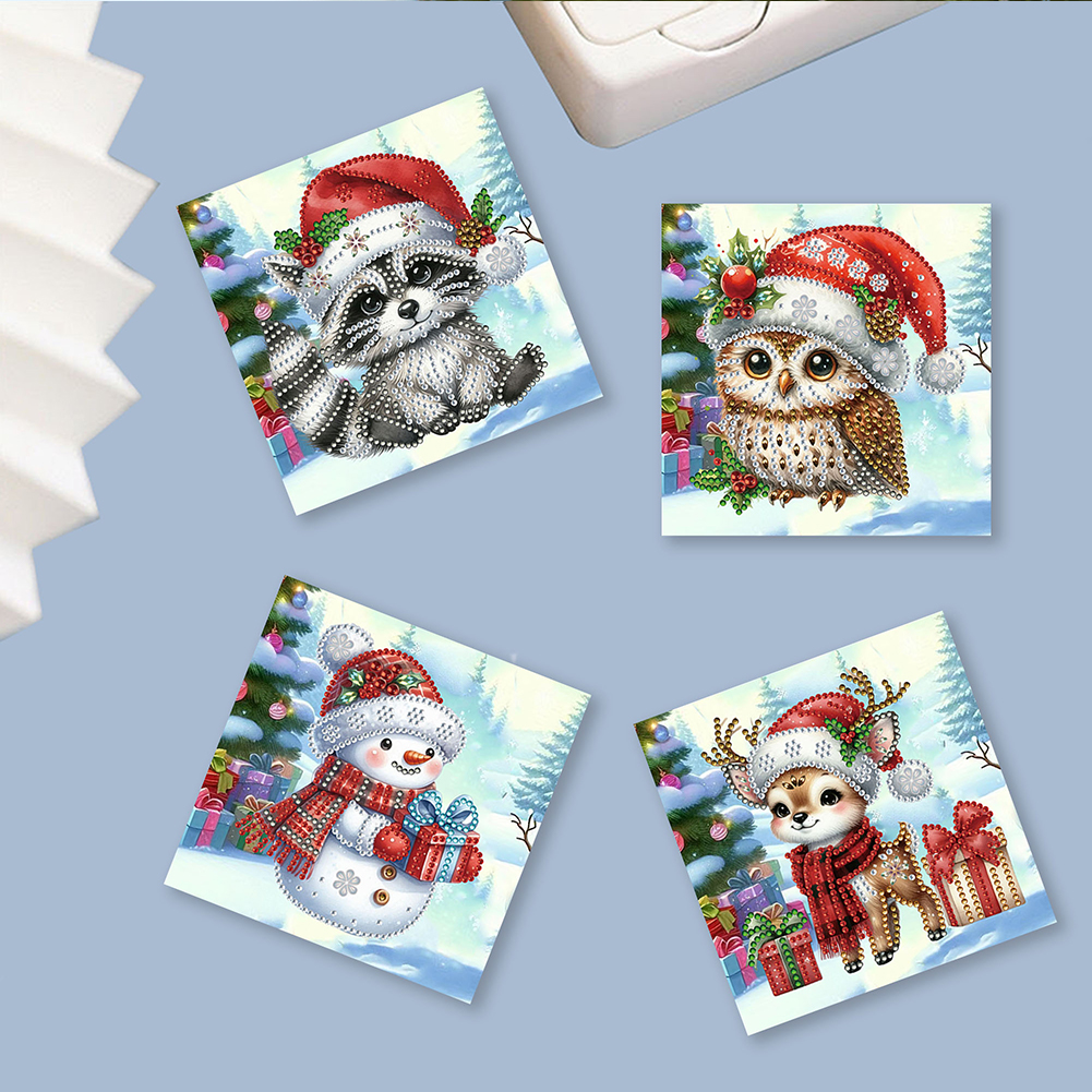 12Pcs DIY Diamond Painting Greeting Card - Winter Christmas