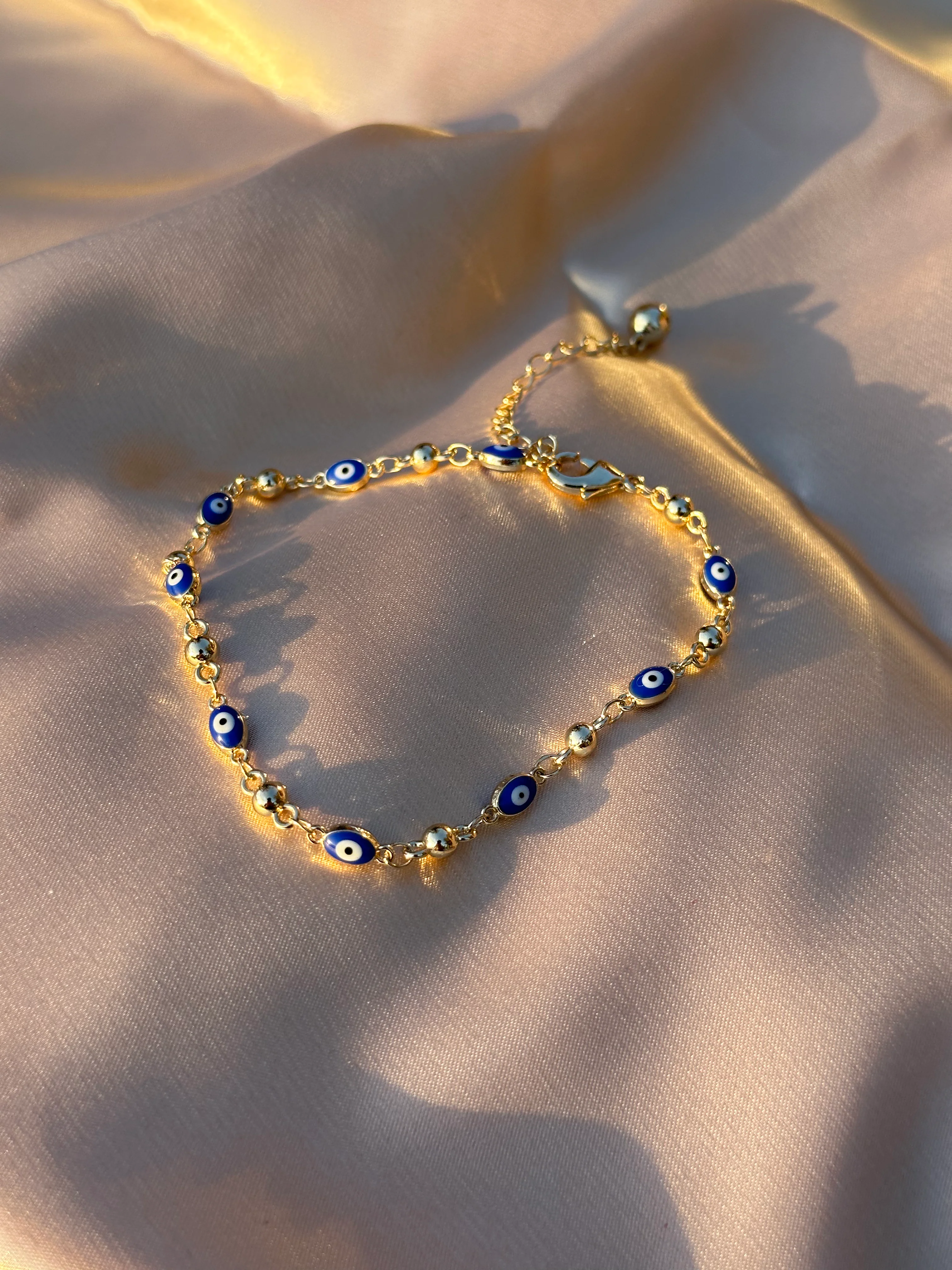 Blue Oval Evil Eye Anklet