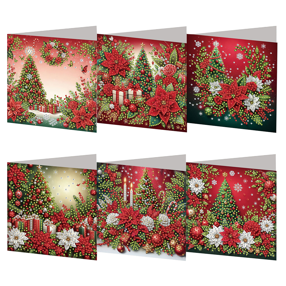 6Pcs DIY Diamond Painting Greeting Card - Christmas Tree