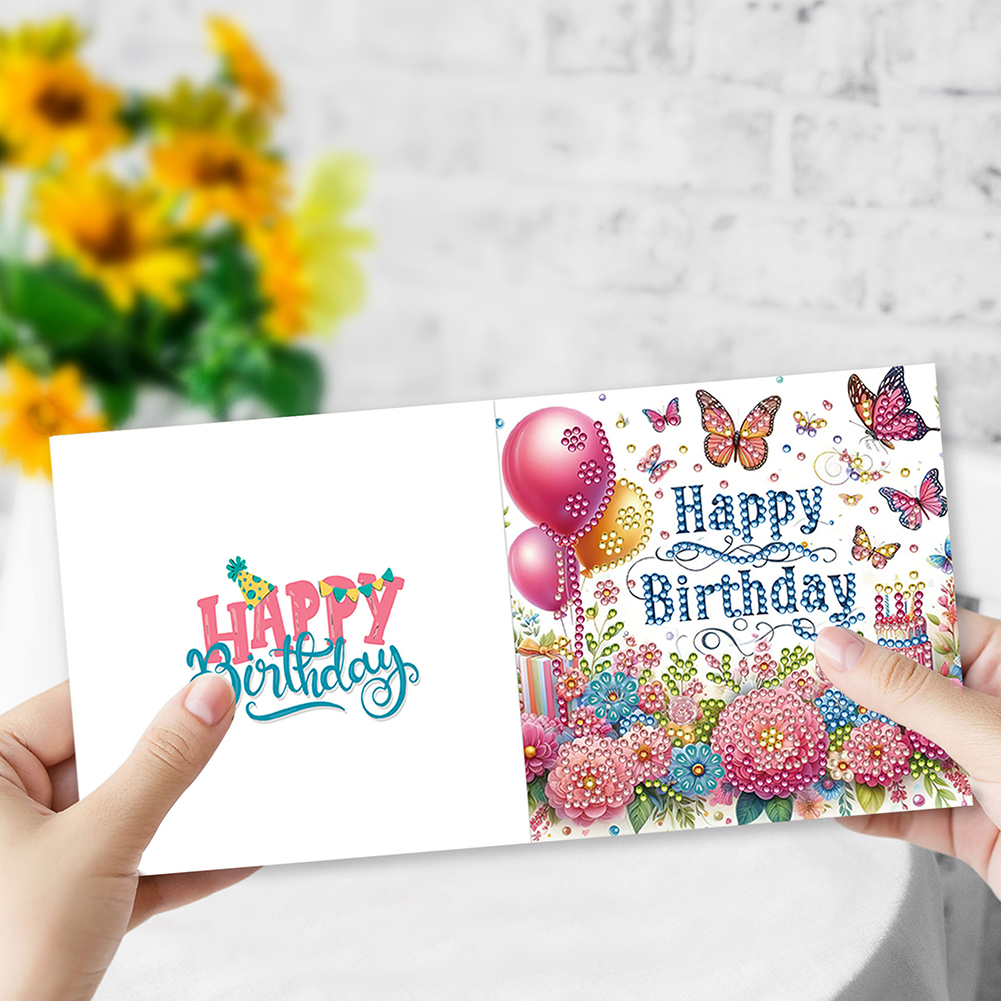 4Pcs DIY Diamond Painting Birthday Greeting Card - Birthday