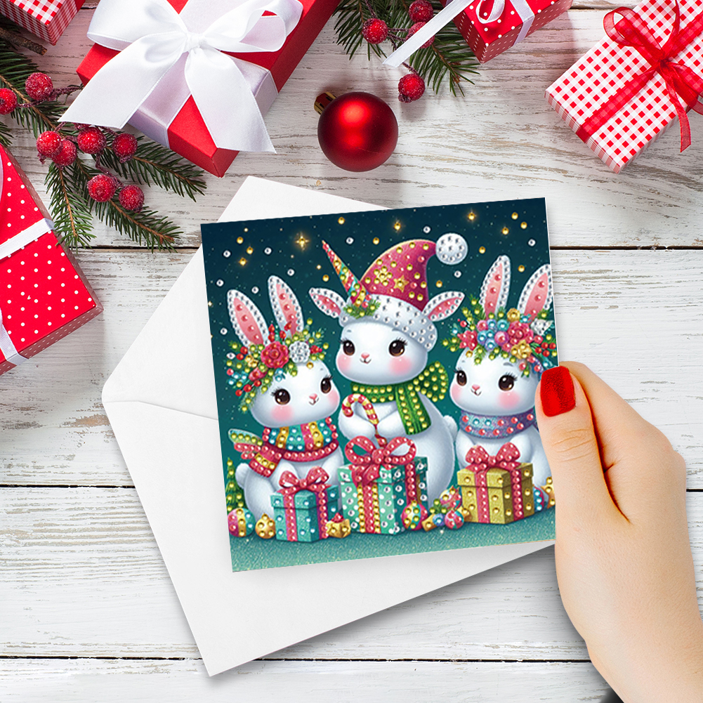 6Pcs DIY Diamond Painting Greeting Card - Xmas Animals