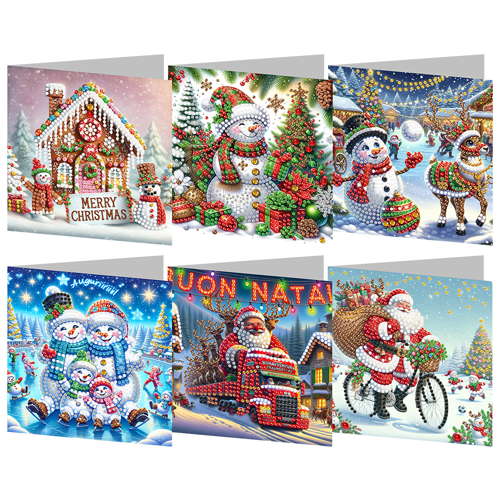 6Pcs DIY Diamond Painting Greeting Card - Christmas