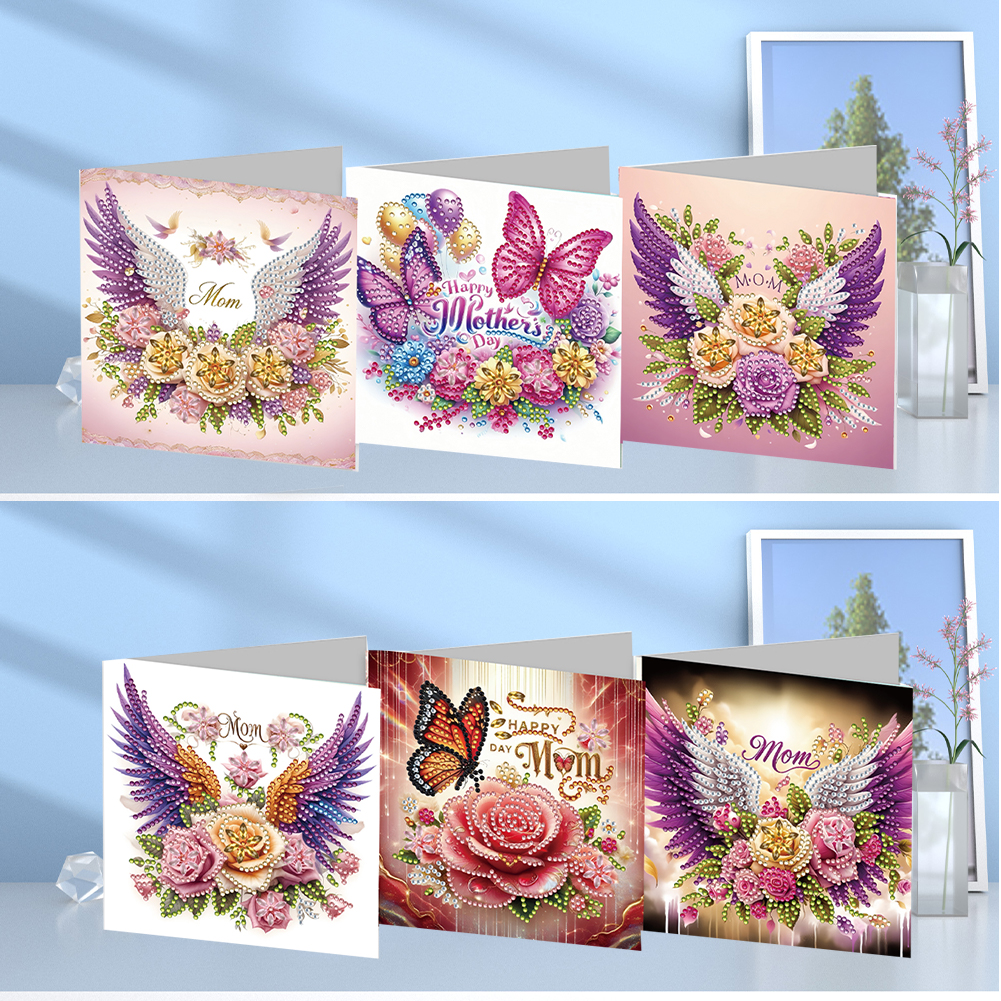6Pcs DIY Diamond Painting Greeting Card - Mother's Day Flower