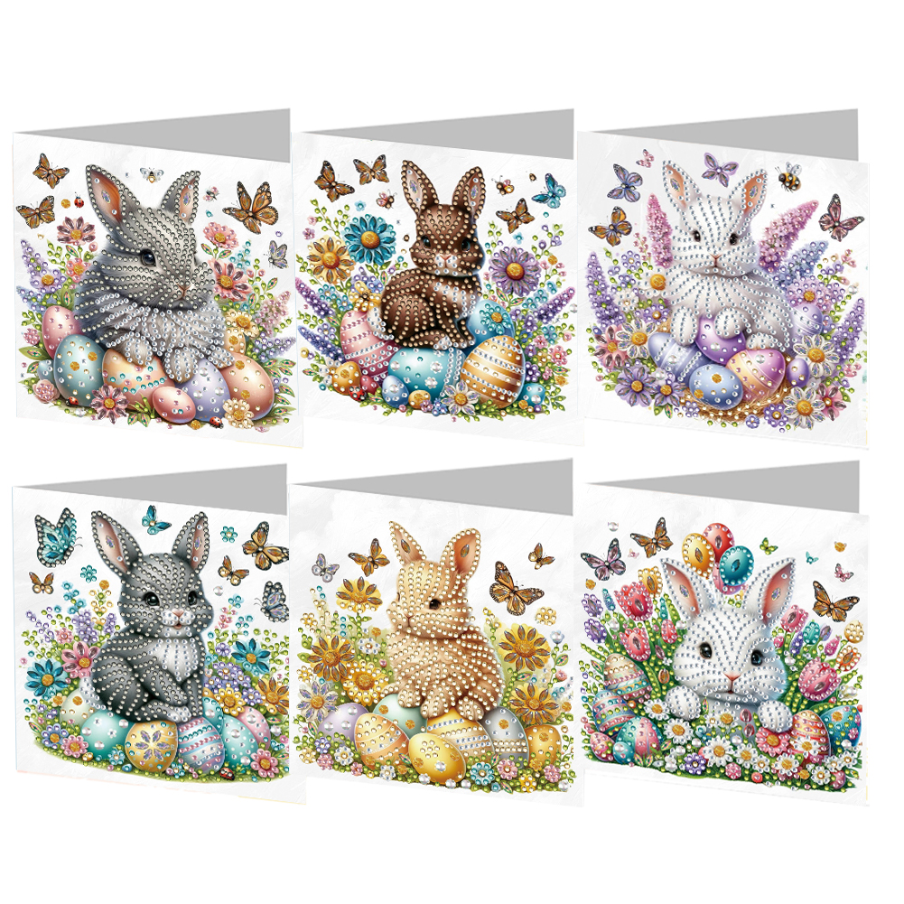 6Pcs DIY Diamond Painting Greeting Card - Easter Egg Bunny