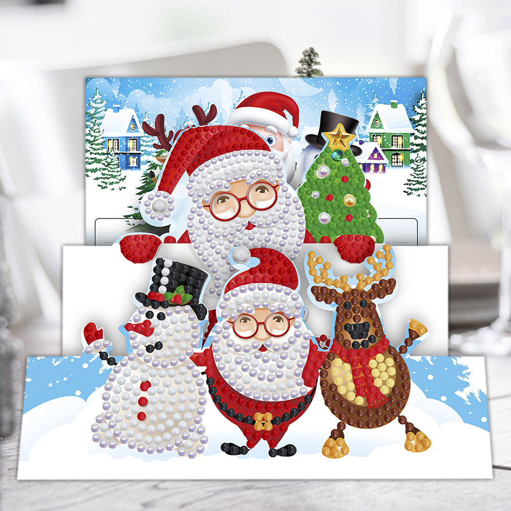 (Limited Stock)Everydayedeals 8pcs DIY Diamond Greeting Card Special-shaped Part Drill Christmas Postcard