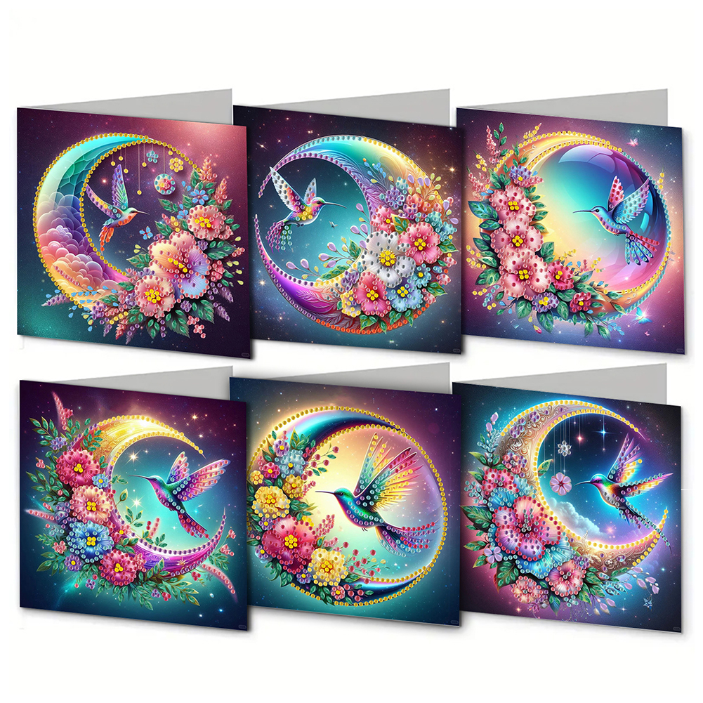 6Pcs DIY Diamond Painting Greeting Card - Hummingbird