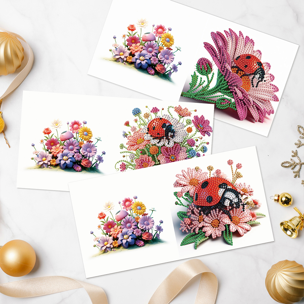 6Pcs DIY Diamond Painting Greeting Card - Ladybug