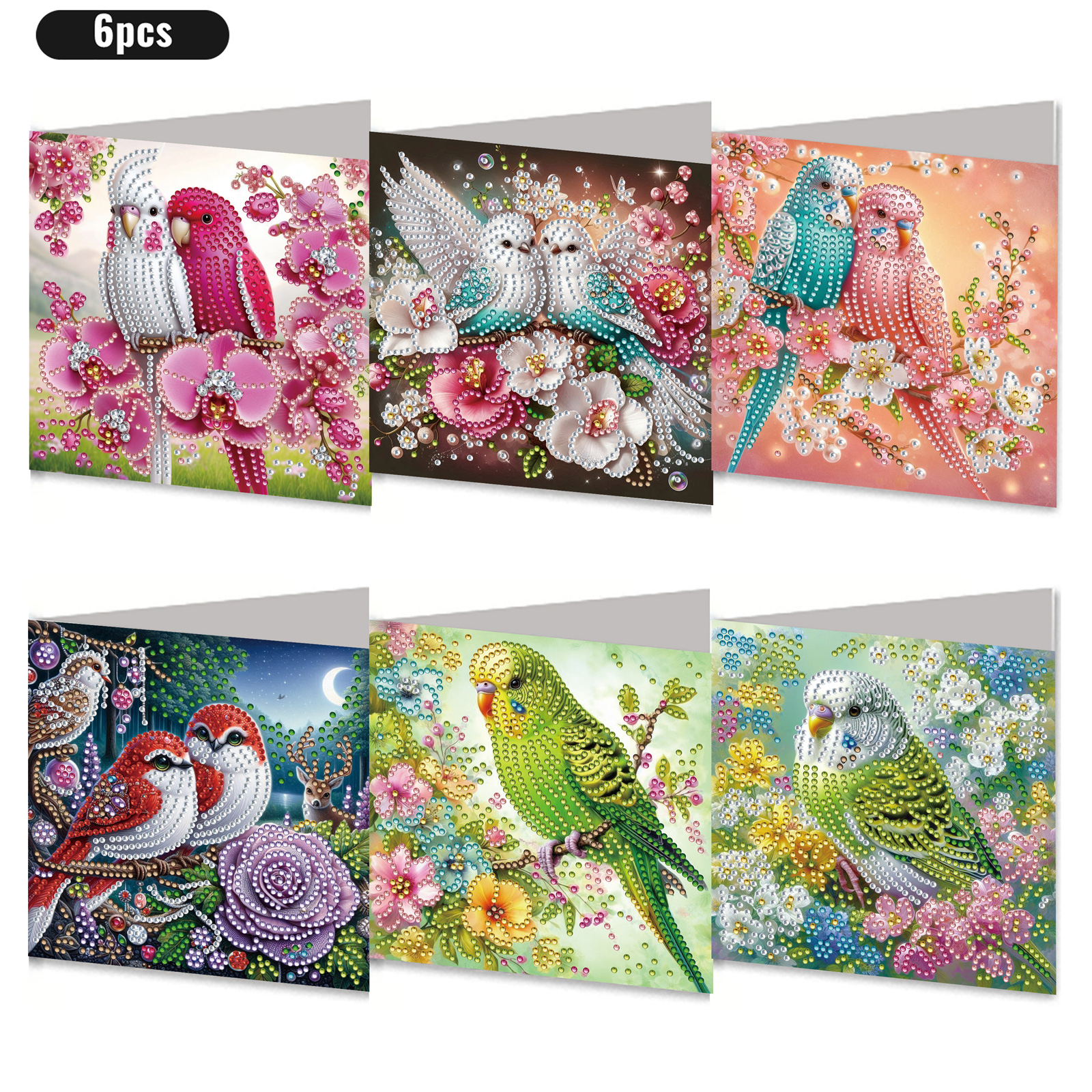 6Pcs DIY Diamond Painting Greeting Card - Bird