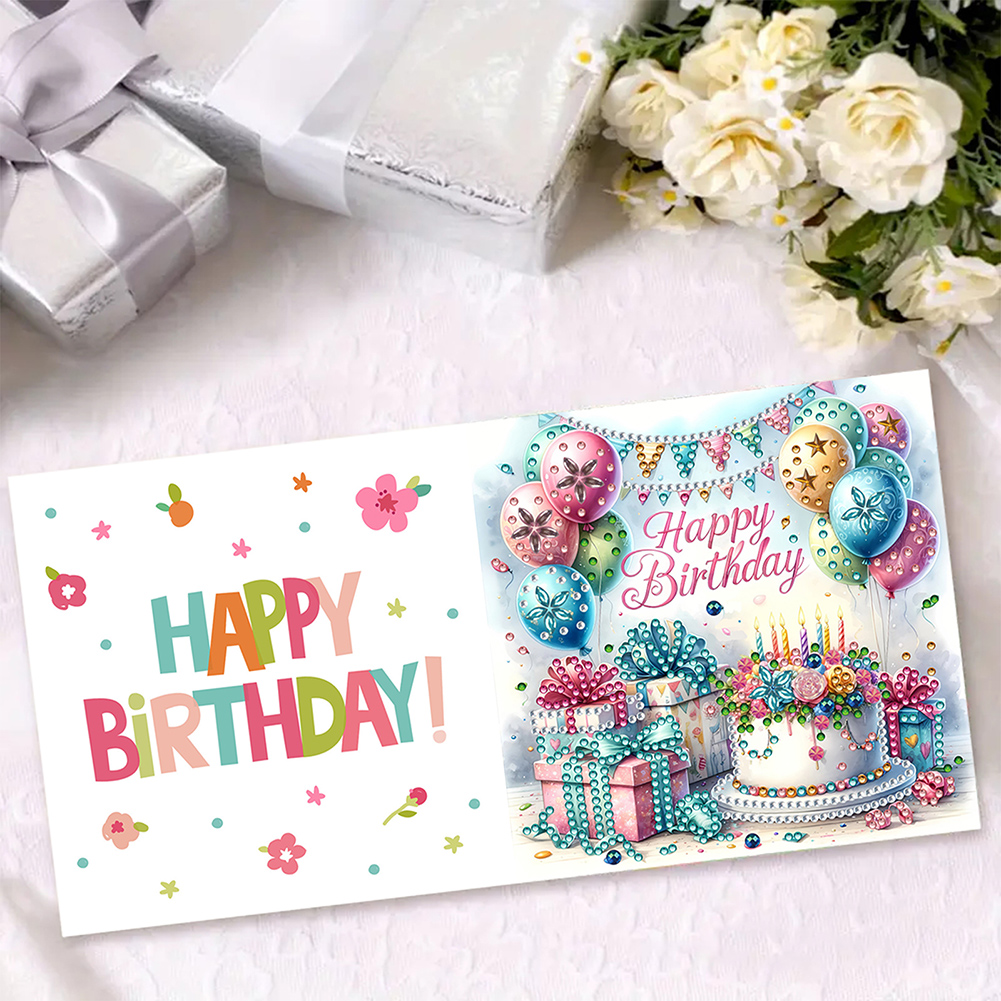 6Pcs DIY Diamond Painting Greeting Card - Birthday