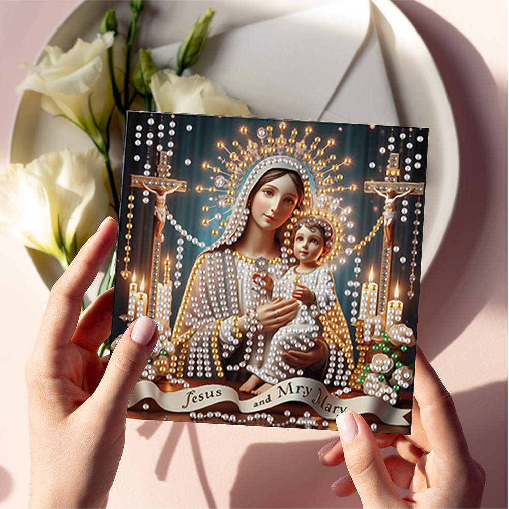 6Pcs DIY Diamond Painting Greeting Card - Holy Mother & Jesus