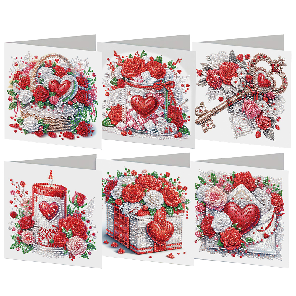 6Pcs DIY Diamond Painting Greeting Card - Valentine's Day