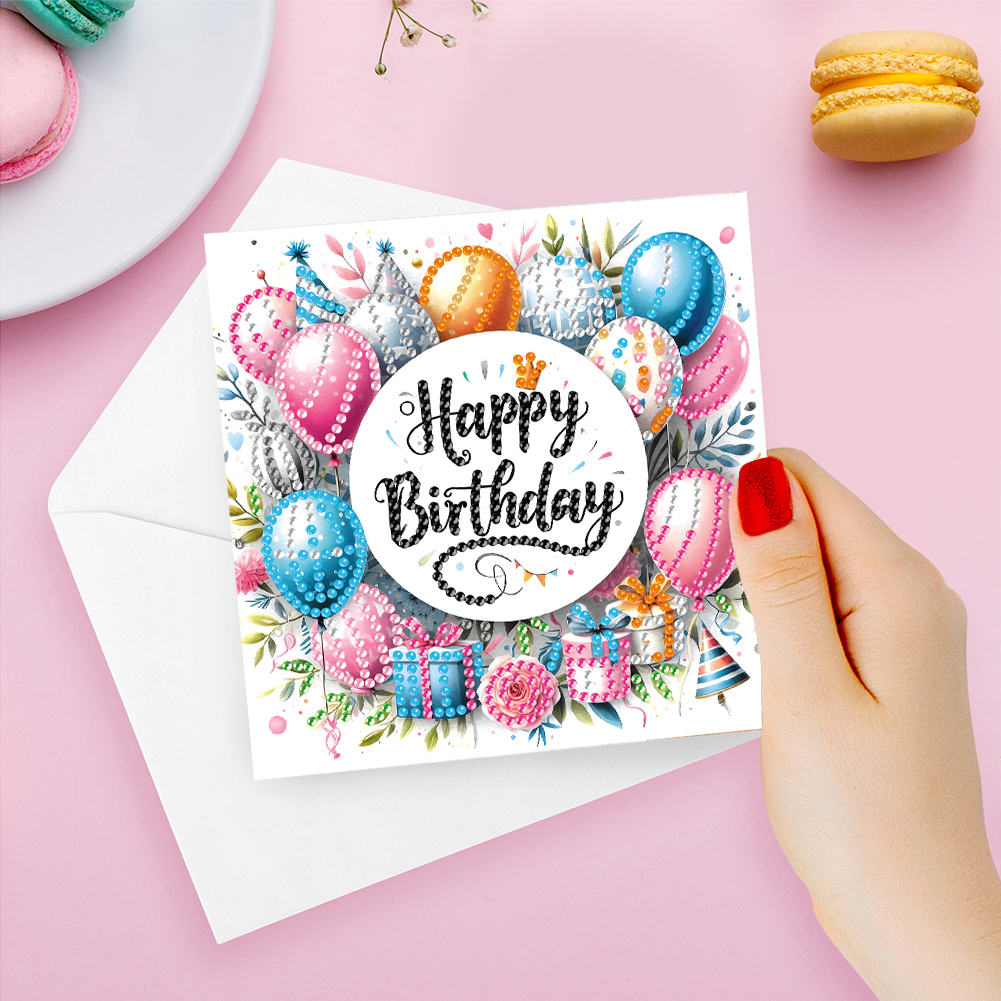 6Pcs DIY Diamond Painting Greeting Card - Birthday