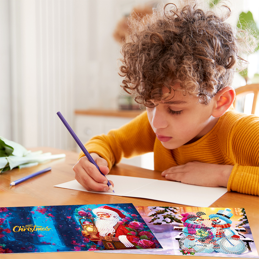 8pcs DIY Diamond Painting Greeting Card - Merry Christmas