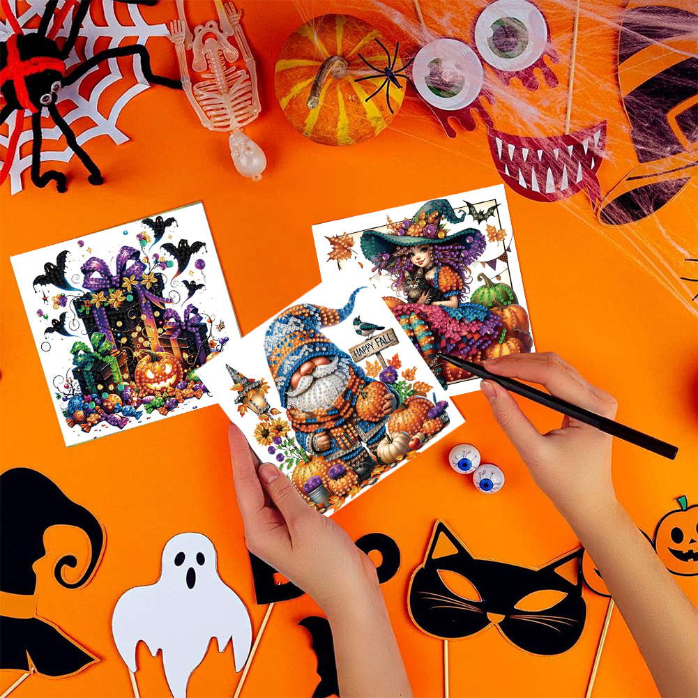 6Pcs DIY Diamond Painting Greeting Card - Halloween Designs
