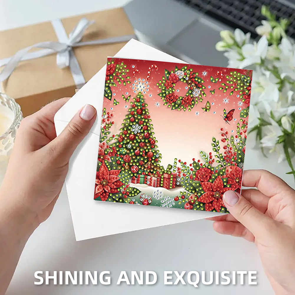 6Pcs DIY Diamond Painting Greeting Card - Christmas Tree