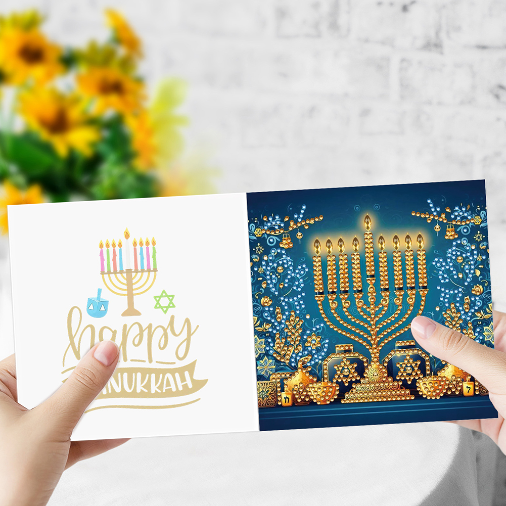 6Pcs DIY Diamond Painting Greeting Card - Hanukkah