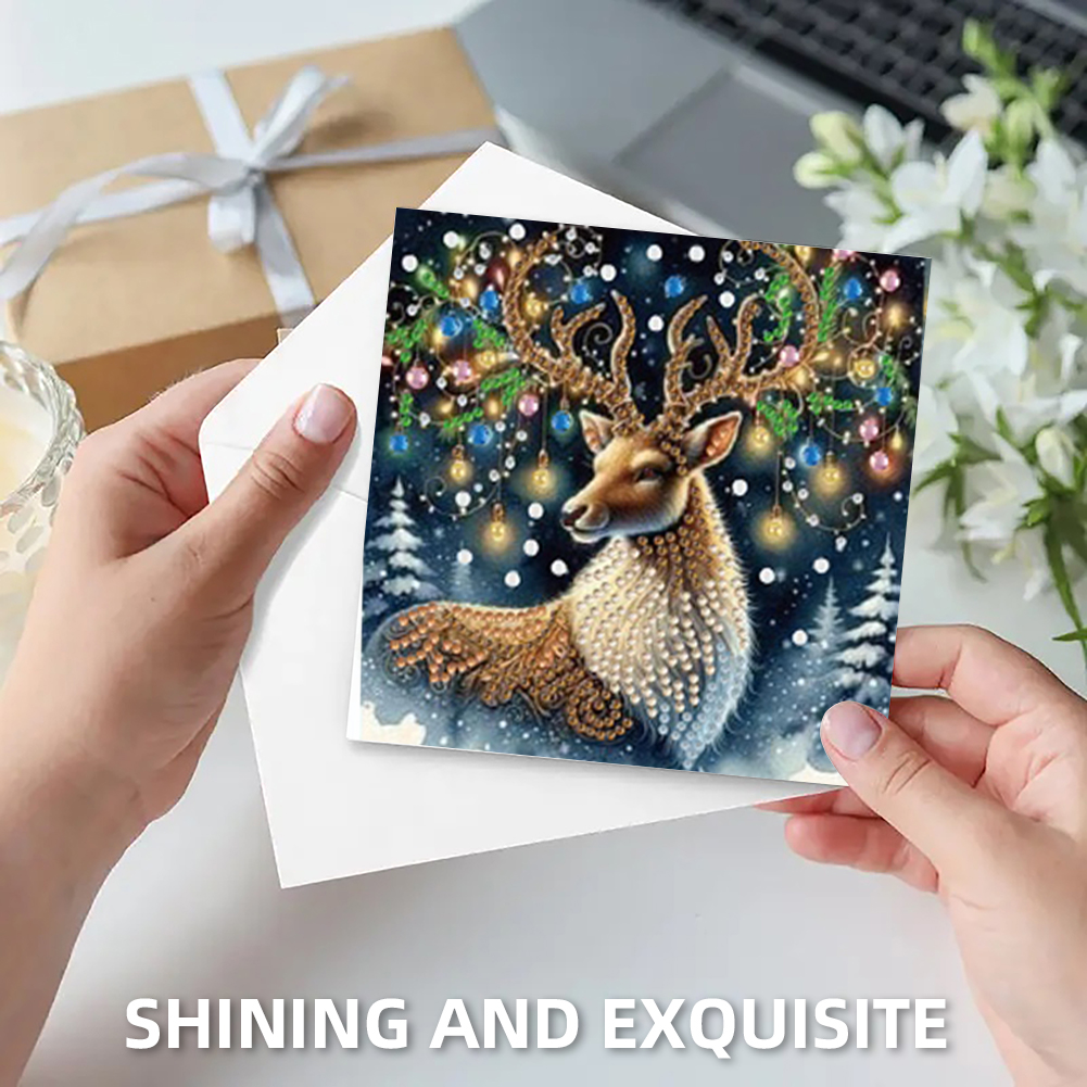 6Pcs DIY Diamond Painting Greeting Card - Elk